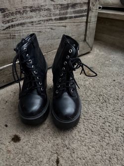 Black Lace-Up Platform Combat Boots