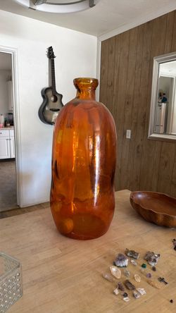 Large Amber Glass Bottle Vase