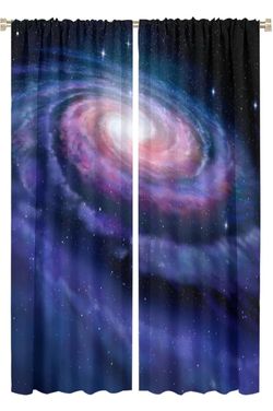 Outer Space Blackout Curtains Colorful Fantasy Starry Sky Galaxy Universe Purple