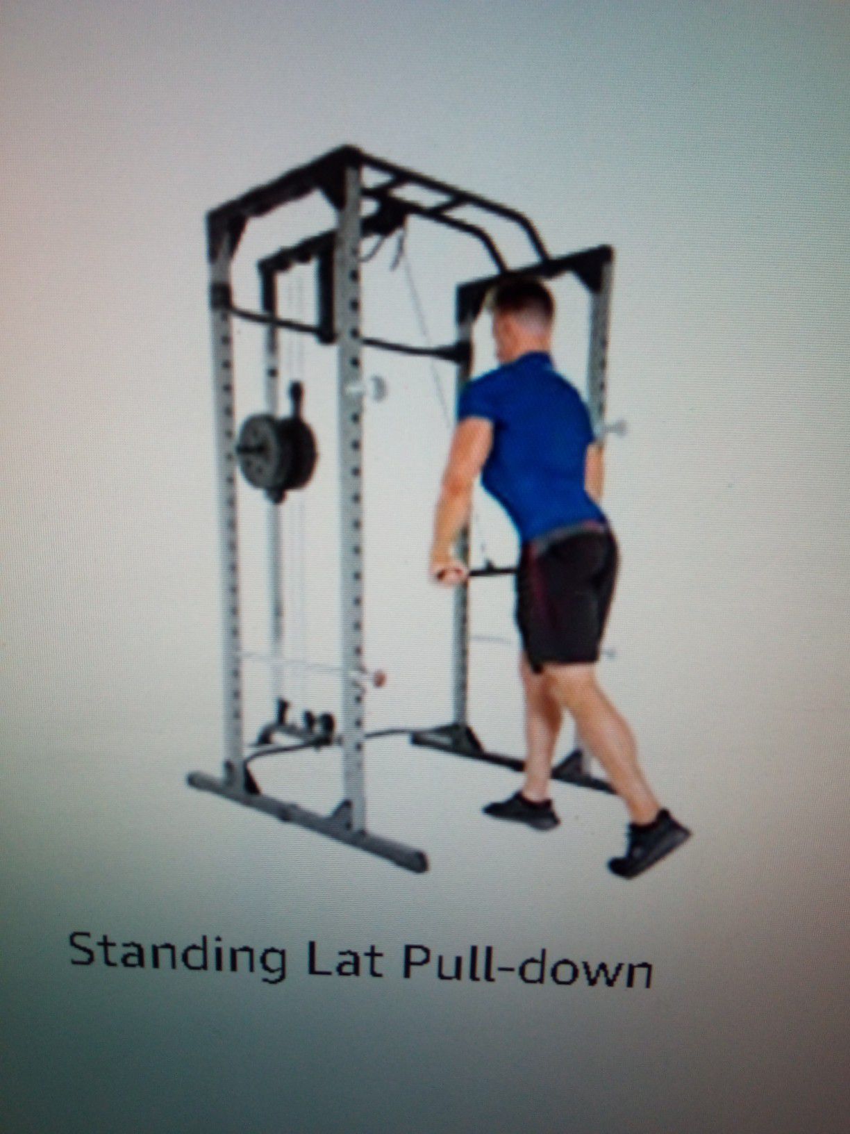 Squat rack cage and pull down no row cable attachment