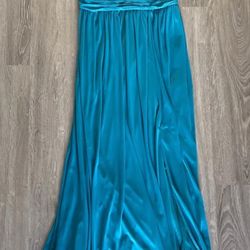 David’s Bridal Bridesmaid Dress Size 8 Oasis Blue Full Length, Keyhole, Slit
