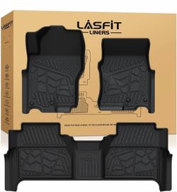 LASFIT Floor Mats for Nissan Frontier 2022-2026 Crew Cab (Not Fit King Cab), All Weather TPE Custom Fit Easy Clean Durable No-Curling Floor Liners for
