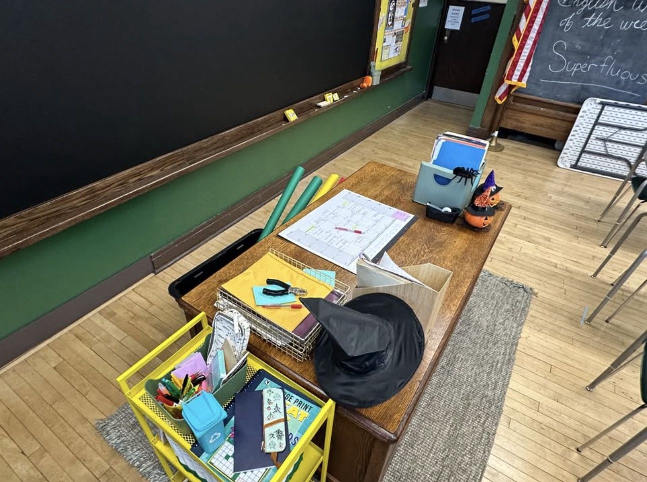 vintage potentially antique tiger oak teacher's desk