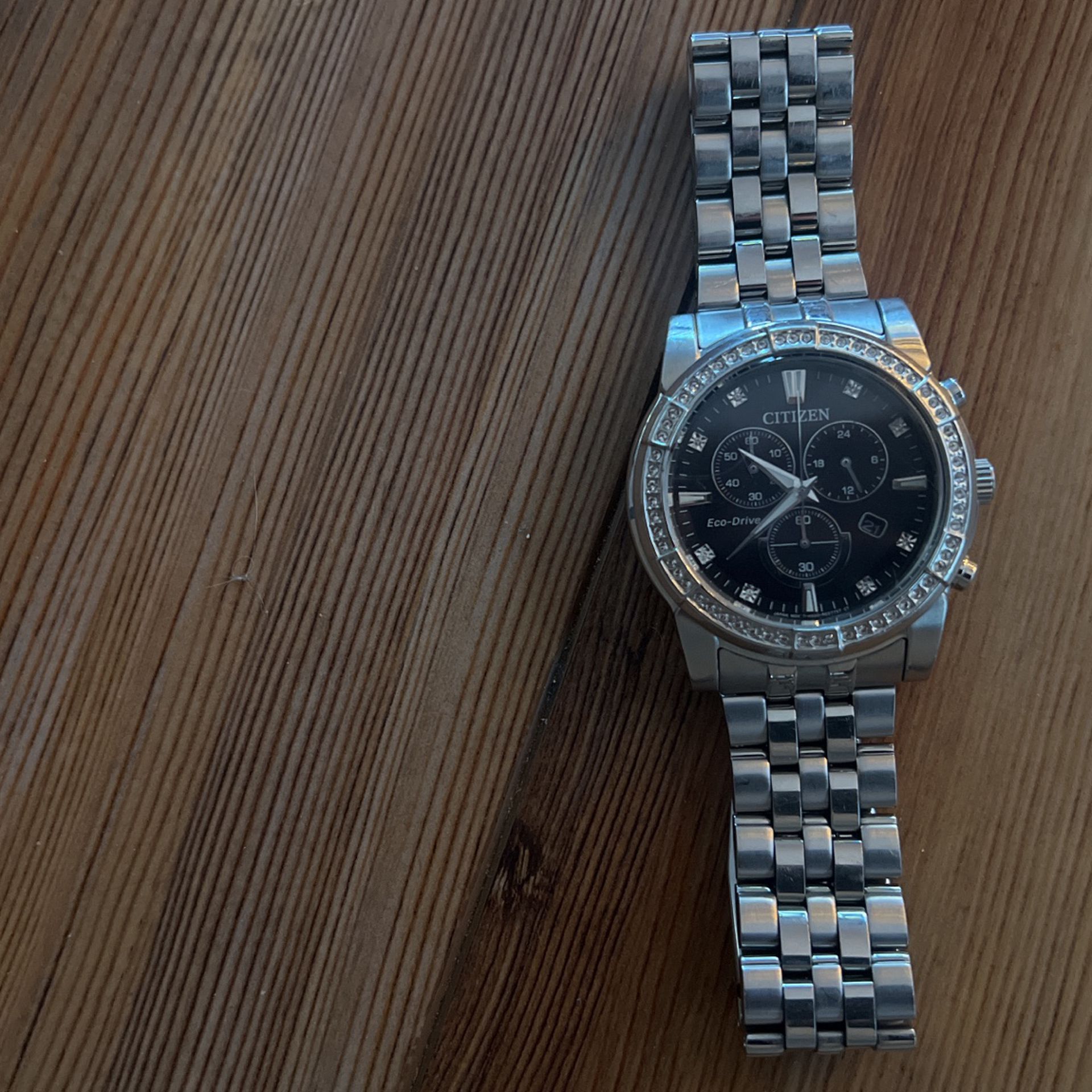 Limited Edition Citizen Watch W/ Real Crystal Encased Bezel