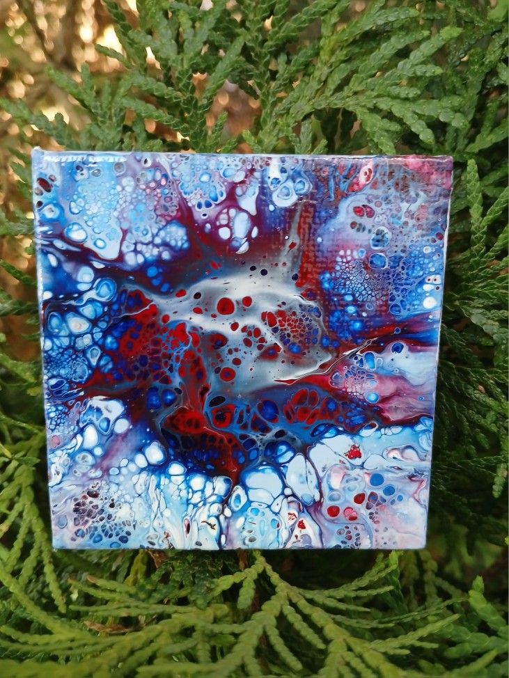 "Orb Eruption" Acrylic Pour Painted Magnetic Stretched Canvas