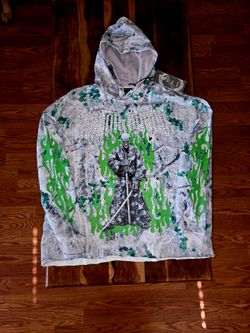 Verselli Men's -Death Samurai- Gray & Green Graphic Pullover Hoodie