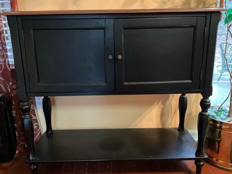 A black console table