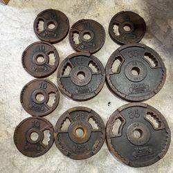 York Weight Plates.   180 Lbs.    Total