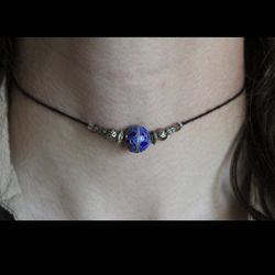 Blue Bead Black Choker