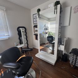 Salon station white mirror drawers outlet