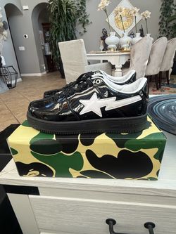 All Black with White Star Bapesta Sneakers