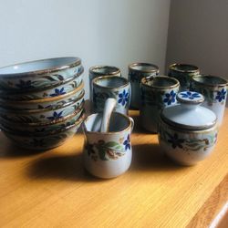 Hand Painted Tonala Mugs small Bowls Sugar And Cream Cup