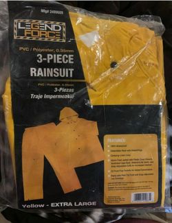 LEGEND FORCE 3 PIECE YELLOW RAIN SUIT, HOOD, JACKET, AND PANTS EXTRA LARGE