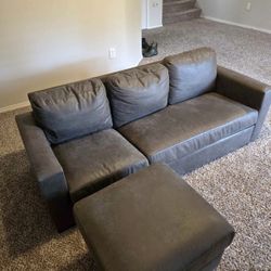 Gray Couch & Ottoman