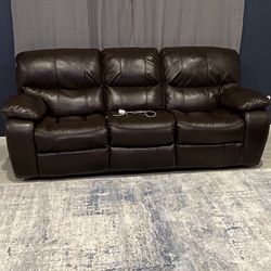 Leather Reclining Couch 