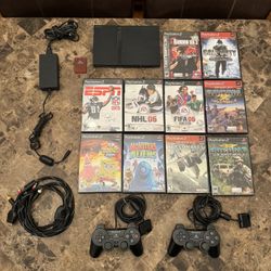 Sony PS2 Playstion 2 Slim Bundle 10 Games 2 Controllers HD Component Video Cable 8 MB Magic Gate Memory Card