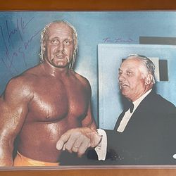 HULK HOGAN & TOMMY LASORDA HOF WWE WWF Autograph Signed Large Photo (JSA COA)