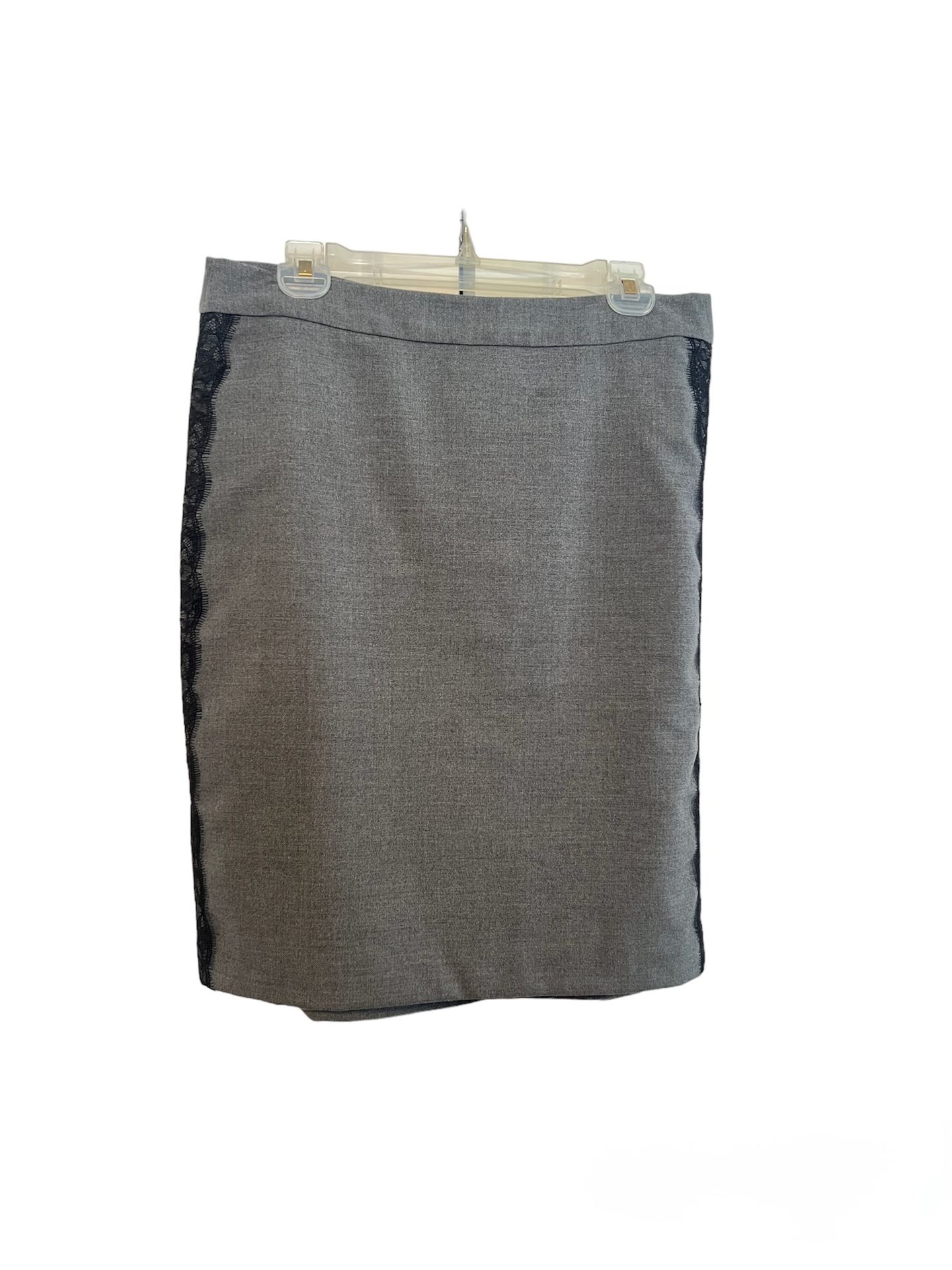 Gray LOFT Pencil Skirt with Black Lace (Size 8)