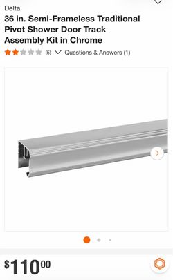 Delta 36 in. Semi-Frameless Traditional Pivot Shower Door Track Assembly Kit in Chrome