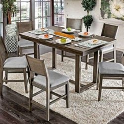 Brand New Grey 7pc Counter Height Dining Table Set 