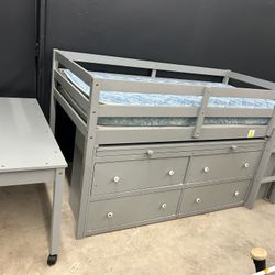 Twin   Bed With Dresser , And Mattress 