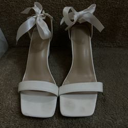 White Pearl And Bow High Heel Shoes