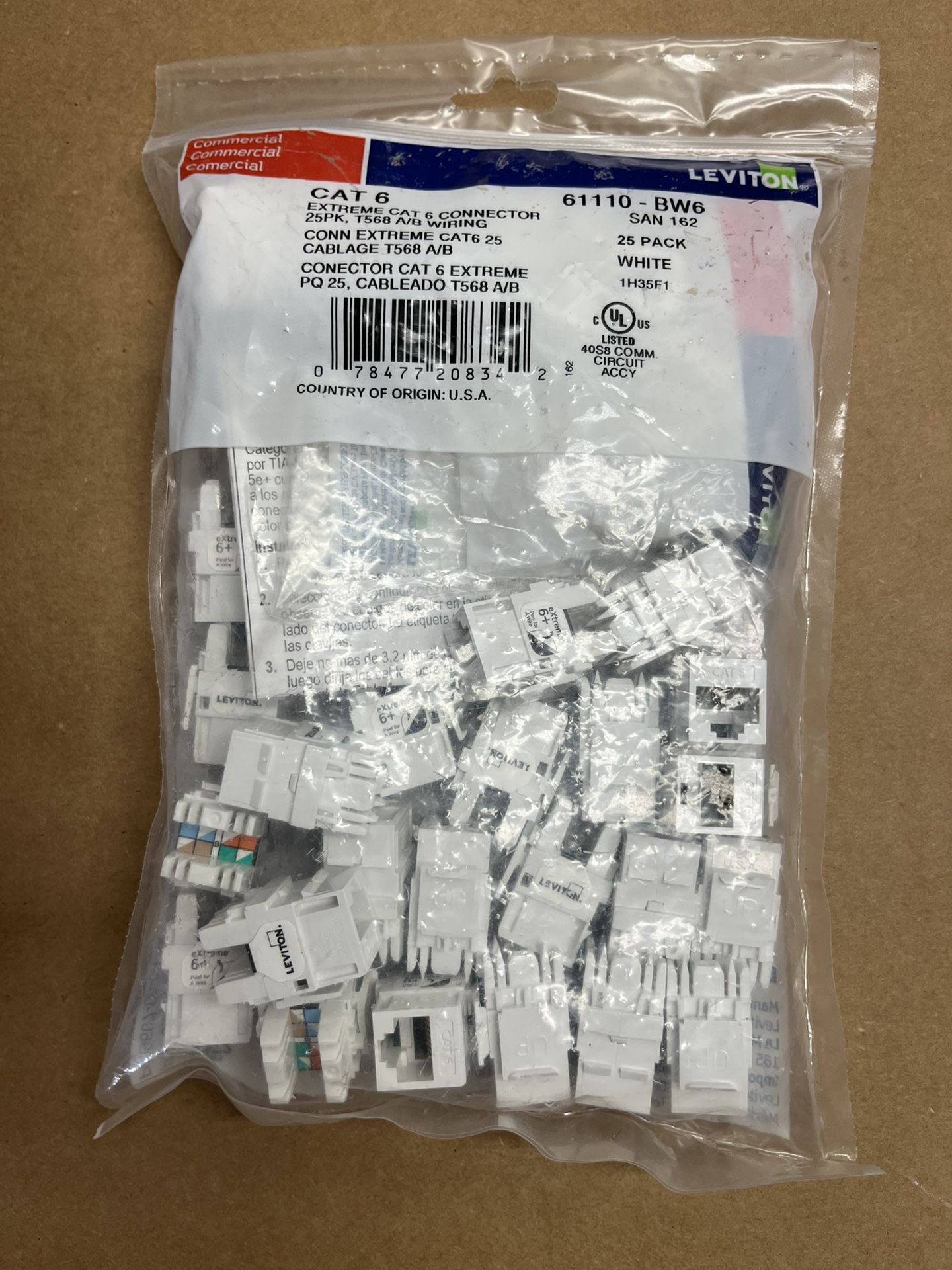 Extreme Cat 6 Quick Port 6110-BW6 25 Pack White 