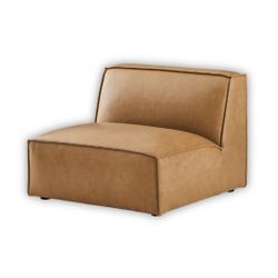 Castlery Jonathan Leather Armless Seat, Caramel, New with Small Flaw