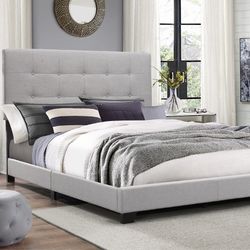Brand New King Size Gray Bed Frame With New Mattress Set/Fast Delivery