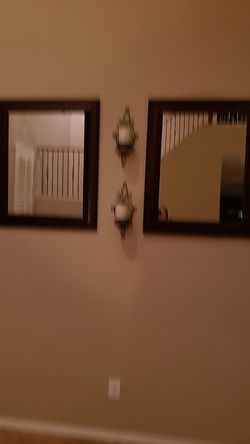 Set of 2 wall mirrors and candle sconces