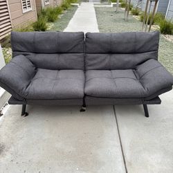 Futon Sofa Bed 71" Convertible Memory Foam with Adjustable Backrests Armrest Excellent Condition 