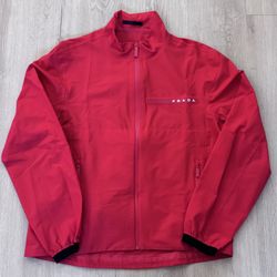 Prada Red Lightweight Stretch Jacket Pouch Pocket Medium