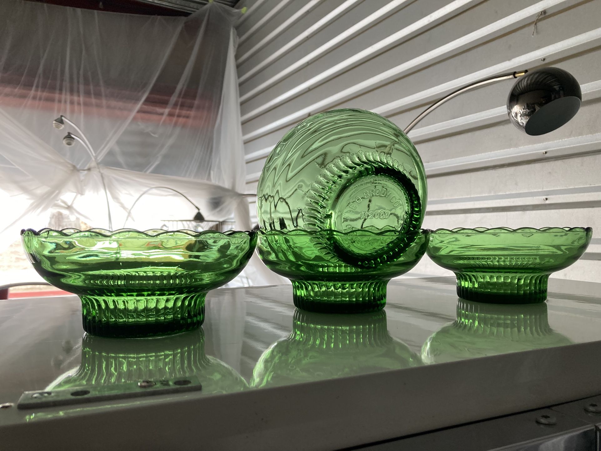 Vintage Green Glass Bowls