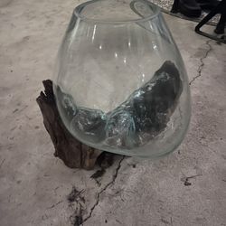Natural Wood/glass Art Vase