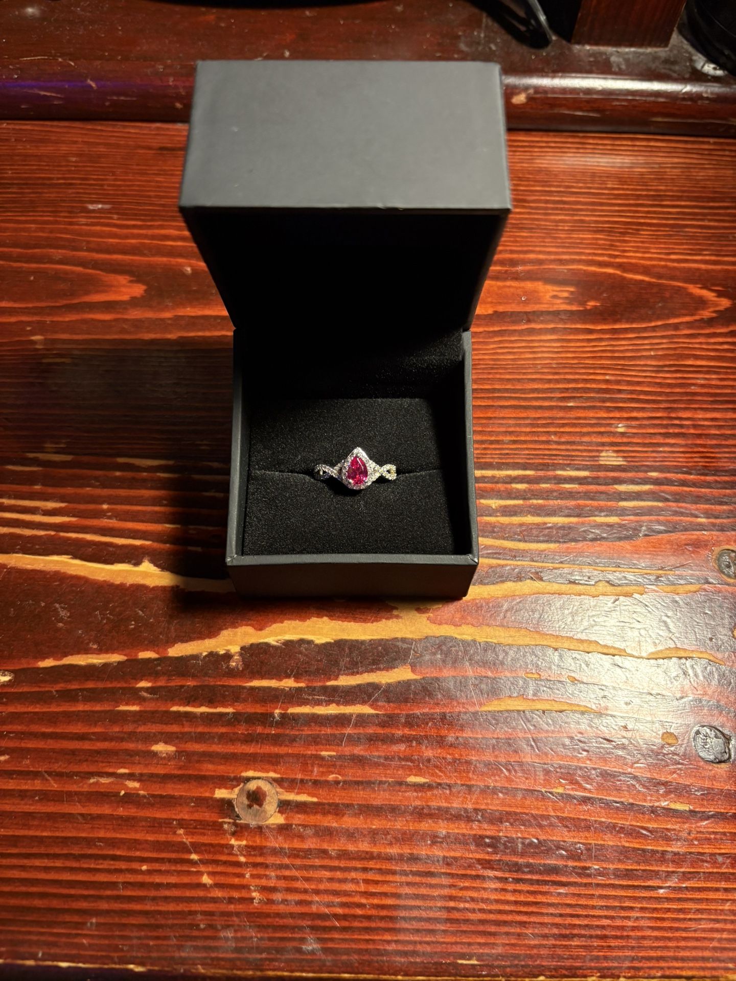 Ruby pear cut ring (Silver) size 7
