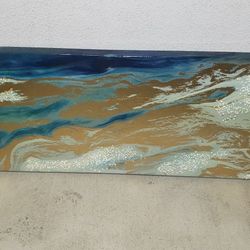 Beautiful Resin & Acrylic Canvas Painting