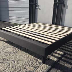 New In A Box Grey Upholstery Platform Bed Frame Queen Size $120, KING  Size $140