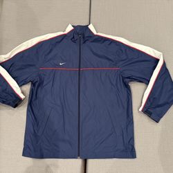 Vintage 90s Mens Japan Nike Swoosh Full Zip Windbreaker Jacket, Blue, Sz 2XL