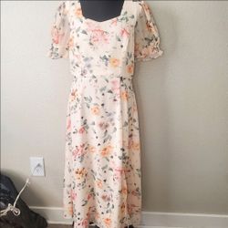 Jessakae Dress Size Large Cream Floral Dainty Feminine Cottagecore