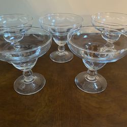 Set of 5 margarita glasses. Each holds 9oz