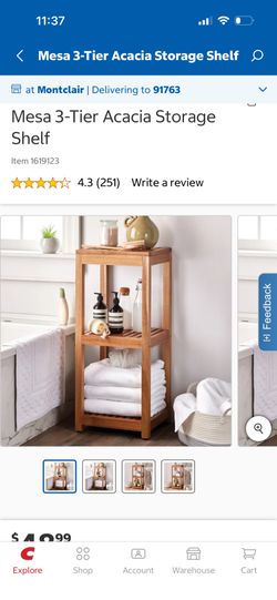 Mesa 3-Tier Acacia Storage Shelf Solid wood, natural finish