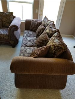 Traditional Damask Sofa and Love Seat Set