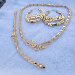 I Deliver I Ship 14k Gold Plated Chain And Bracelet Set