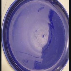 Large 13” Cobalt Blue Ceramic Plant Saucer/Birdbath/Platter