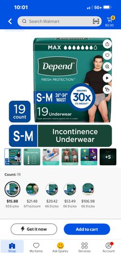 ADULT DIAPERS S/M Depend Underwear