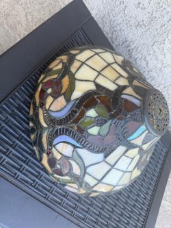 Vintage Tiffany Style Stained Glass Lamp Shade Replacement - Dragonfly Motif