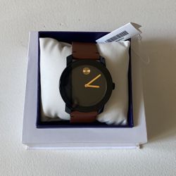 Movado - Unisex Swiss Bold Rustic Brown Leather Strap Watch 42mm
