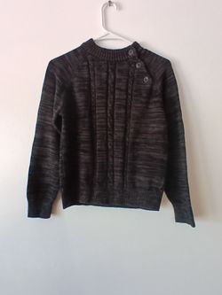 Nautica Kids Charcoal Marled Crewneck Sweater with Shoulder Buttons Sz. L