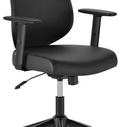 Vegan Leather Office Chair with Swivel, Lumbar Rest, and Adjustable Armrests 