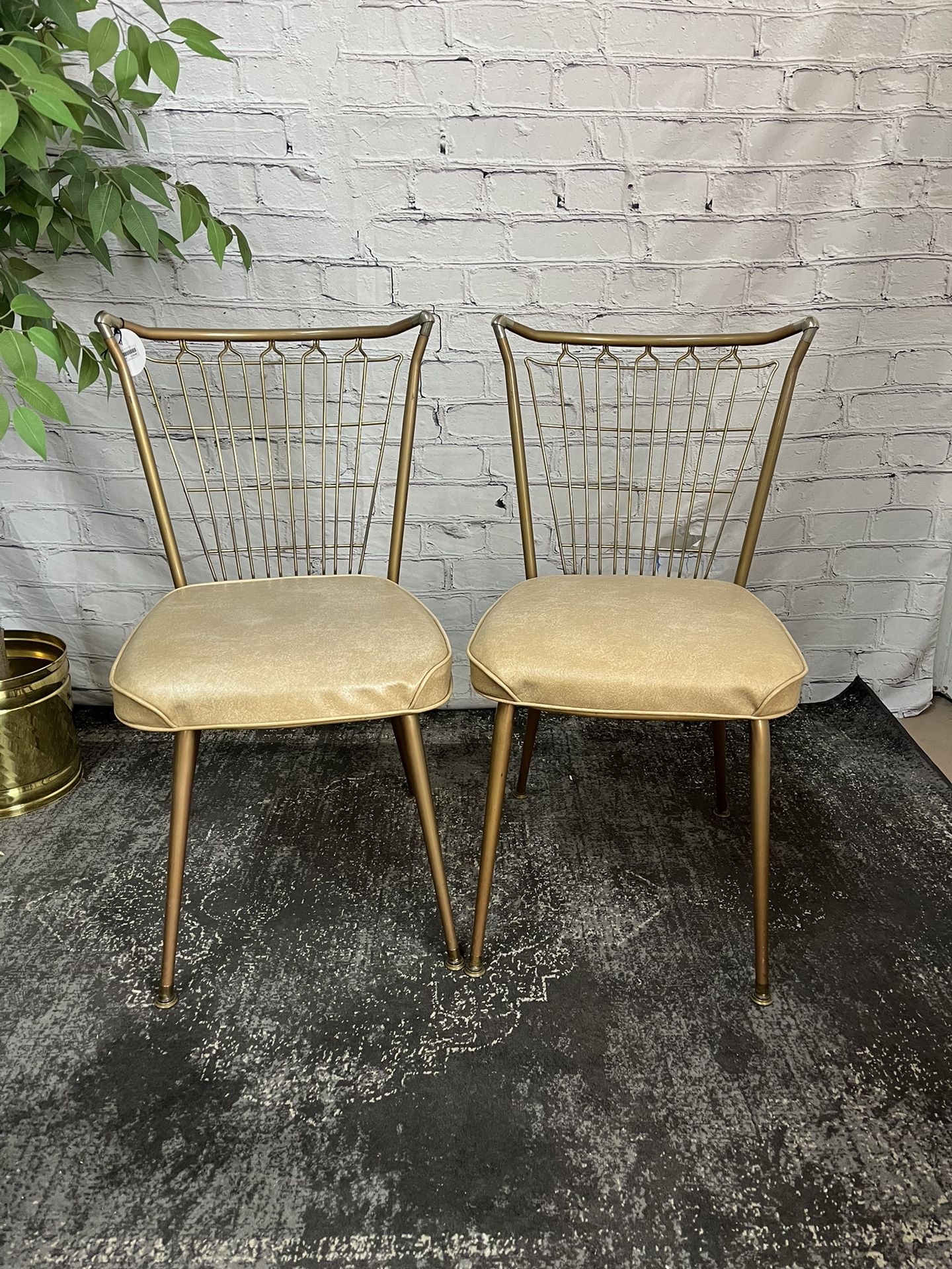 Mid Century Metal Dining Chairs Set Of 2 